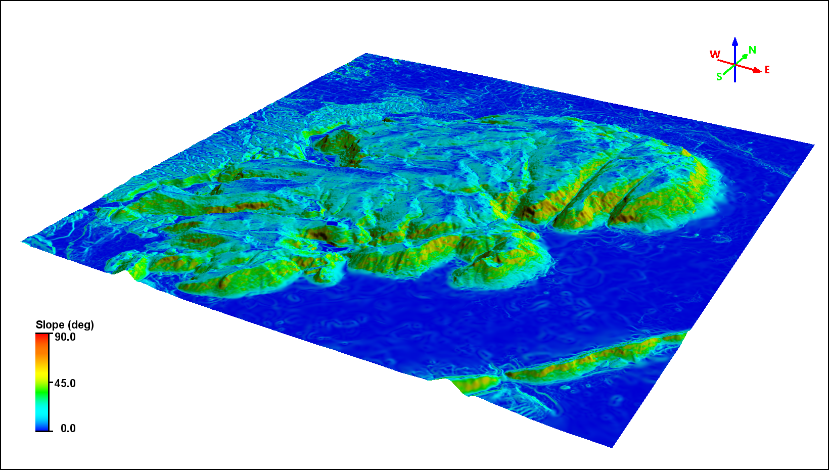 Declividade (Graus) calculada a partir do MDT